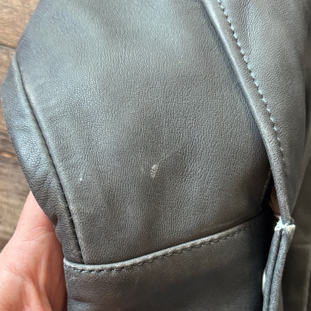 Leather Oversized Bomber Jacket - image 4